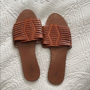 Madewell Tan Woven Slide Sandals